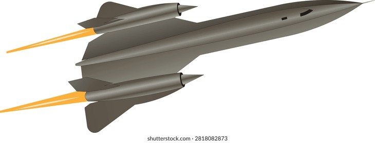Colored vector illustration of the Lockheed SR-71 Blackbird supersonic stealth aircraft with afterburner flames in flight. Blackbird stealth bomber vector illustration.