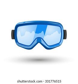 colored vector illustration with a picture of a ski mask on white background.