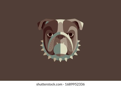 Colored vector illustration in portrait mode about a bulldog