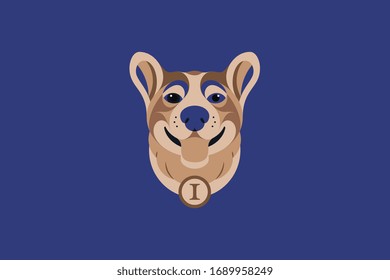 Colored vector illustration in portrait mode about a Corgi dog