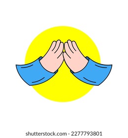 Colored vector illustration of praying pens