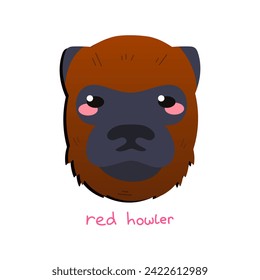 Colored vector illustration of a red howler monkey from South America