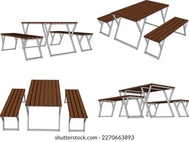 Colored vector illustration sketch of a vintage wooden cafe table