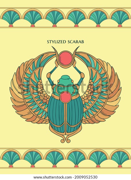 Colored Vector Illustration Stylized Scarab Stock Vector (Royalty Free ...