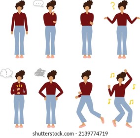 Colored Vector Illustration of women Business Casual Drawing set
