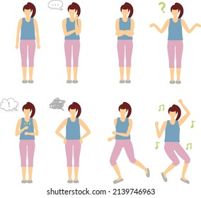 Colored Vector Illustration of women Casual Yoga Training Drawing
