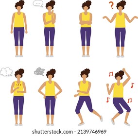Colored Vector Illustration of women Casual Yoga Training Drawing