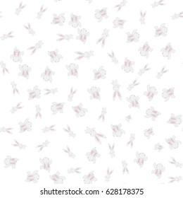 Colored vector illustration for wrapping paper, wallpaper, bed linen. Modern simple animal character baby, children. Cute baby rabbit bunny seamless textile pattern.