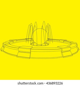 colored vector image city fountain