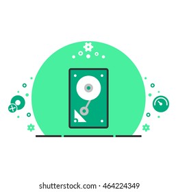 Colored vector image of disk drive. High-tech topic.