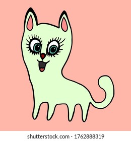 colored vector image illustration funny cat