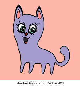 colored vector image illustration funny cat