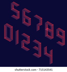 Colored vector isometric digits isolated on a dark background.