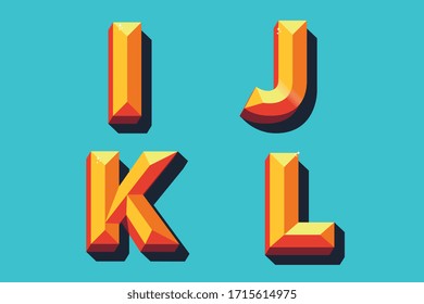 Colored vector Letters I J K L for any use