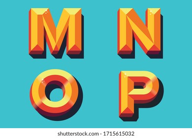 Colored vector Letters M N O P for any use