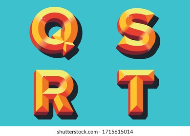 Colored vector Letters Q R S T for any use