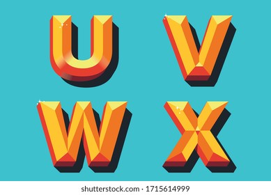 Farbige Vektorillustration Buchstaben U V W X für jede Verwendung