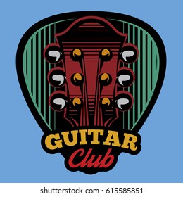 colored vector logo template with ple trum and guitar