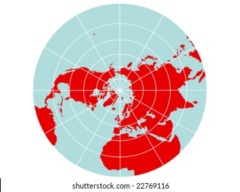 A colored vector map of the northern hemisphere with a map grid that uses a polar stereographic projection.