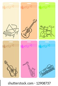 colored vector musical labels
