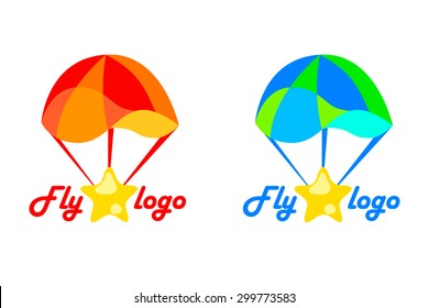 Colored vector parachute Icons. Concept can be used for - lifeguard, insurance, delivery, sports, recreation, games.