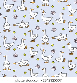 Colored vector pattern of geese, ducks