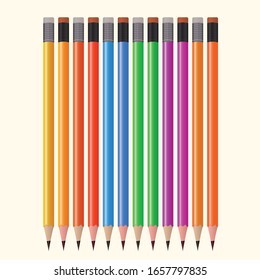 Colored vector pencils for education or art graphics 
