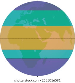 Colored vector representation of temperature and climate zones in the world