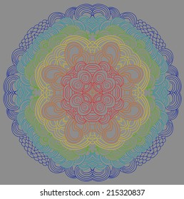 Colored vector round pattern. Rainbow colors.