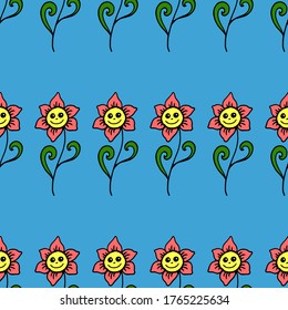colored vector seamless pattern fabric print with flowers