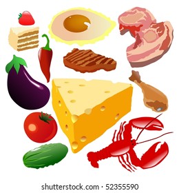 colored vector set of food