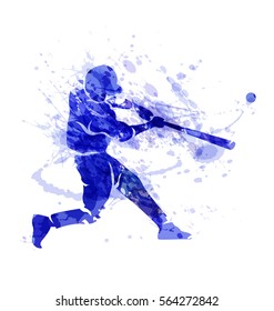 Colored vector silhouette of a baseball player