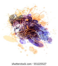 Colored vector silhouette of biker. Vector illustration