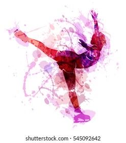 Colored vector silhouette figure skaters