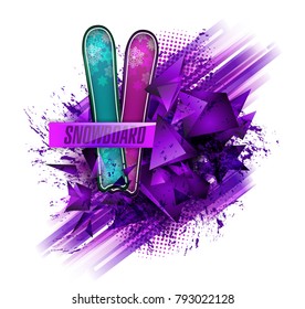 Colored vector silhouette snowboarder. Vector illustration