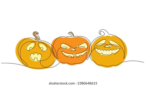 Colored vector three pumpkins in illustration for Halloween