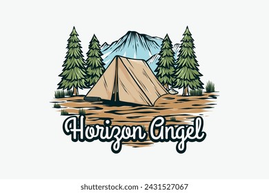 colored vector t-shirt design camping in nature