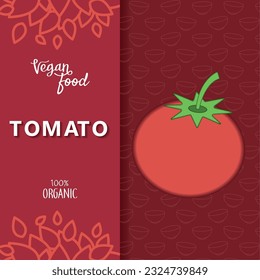 Colored vegan food poster with tomato Vector
