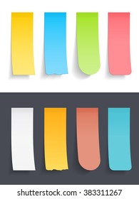 Colored vertical sticky notes set, vector eps10 illustration