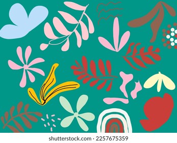 ilustraciones de varios objetos y formas de doodle coloreadas por el vertor. ilustración vectorial contemporánea abstracta y moderna.