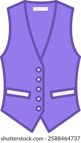 Colored Vest Icon. Vector Illustration. Sleeveless Collarless Outerwear. Fashion Concept