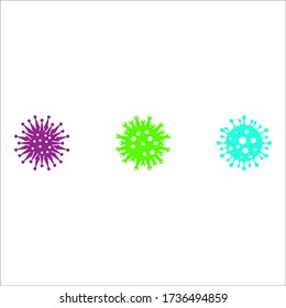 Colored vibrant virus icons. Circle virus icons, symbols. Coronavirus, COVID 19, 2019-ncov signs on white background