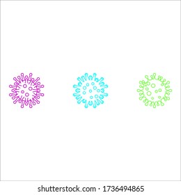 Colored vibrant virus icons. Circle virus icons, symbols. Coronavirus, COVID 19, 2019-ncov signs on white background