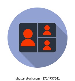 icono de la sombra larga de la videoconferencia coloreada. Simple vector de color de iconos web para ui y ux, sitio web o aplicación móvil
