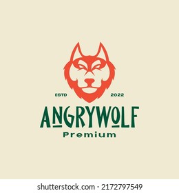 colored vintage angry wolf head logo design vector graphic symbol icon illustration creative idea