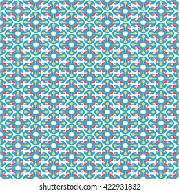 Colored vintage geometric rosettes background. Vector seamless pattern 