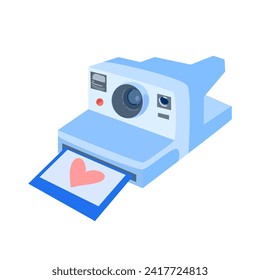 Colored vintage instant camera icon isolated on white background