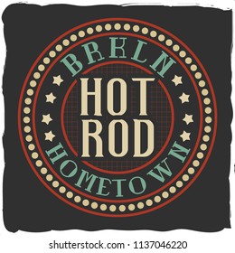 Colored vintage label design with lettering composition on dark background. T-shirt design.