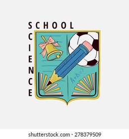 Colored vintage school label, excellent vector illustration, EPS 10