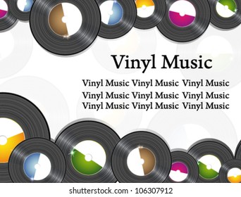 Colored vinyl records. Abstract  border